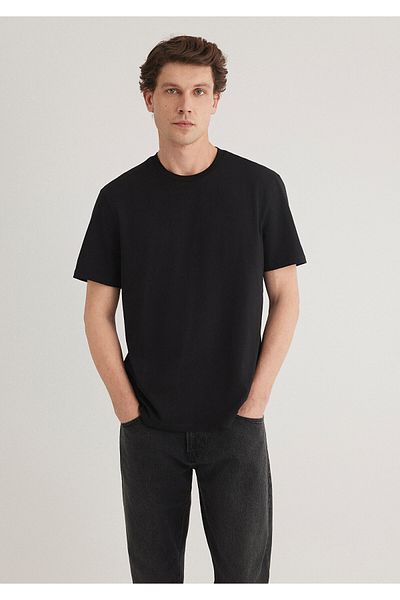 Mavi Μαύρο μπλουζάκι από οργανικό βαμβάκι Regular Fit -066483-900