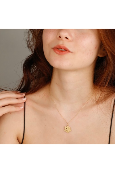 altın temas Kişiye Özel Patili İsimli Kolye – 18K Altın Kaplama 925 Ayar Gümüş