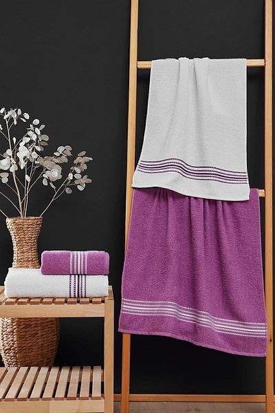 Acacia Σετ πετσετών μπάνιου 4 τεμαχίων Elvin Lilac Elvin 70x140cm X2 / 50x90cm X2