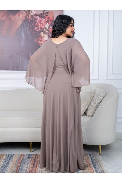 Nice Model Elegant Chiffon Evening Dress Long Sleeve Formal Gown Maxi Flowy Party Dress Women