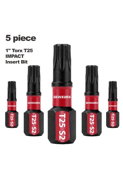 Choice 5pcs Geinxurn Impact Tough #25 Torx 1 In. Insert Driver Bits,magnetic T25 Power Bits, S2 Alloy Steel