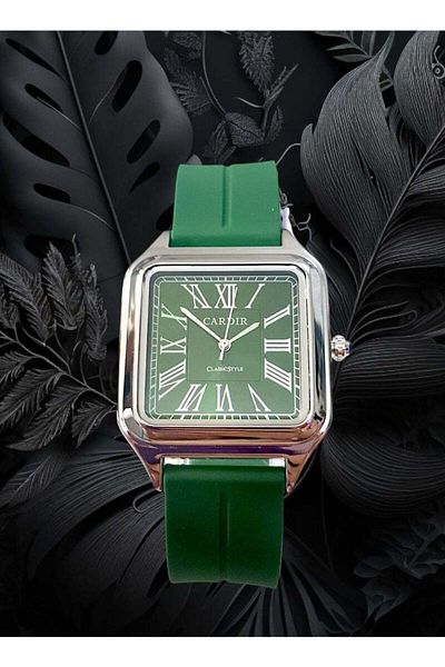 CARDIR Modern Cartier Watch with Rubber Strap and Transparent Dial in Trendy Design with Latin Letters