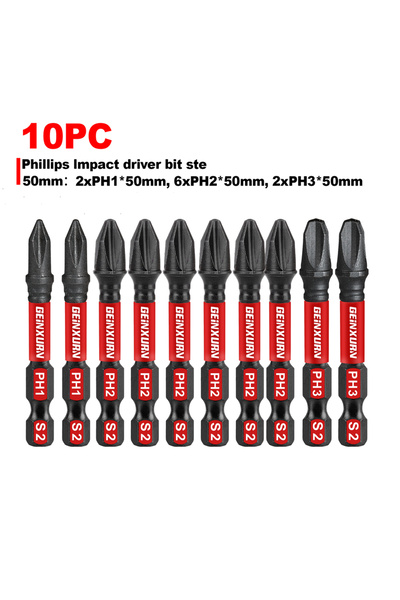 Choice1 ١٠ قطع من رؤوس مفكات براغي فيليبس شديدة التحمل من جينكسورن، مقاس ٢ بو...