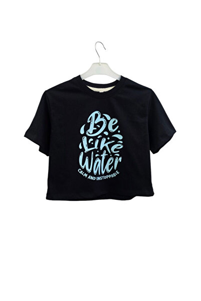 AHMERA Black Children's Regular Fit Crew Neck Printed No2 Basic T-Shirt