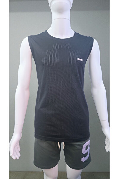 AHMERA Men's Black Slim Fit Crew Neck Sleeveless Mesh Basic T-Shirt