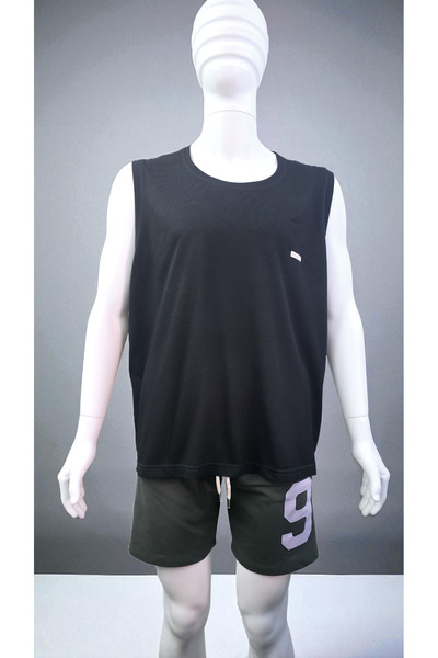 AHMERA تي شيرت أساسي للرجال ذو قصة كبيرة وياقة دائرية بدون أكمام بنمط قرص العسل