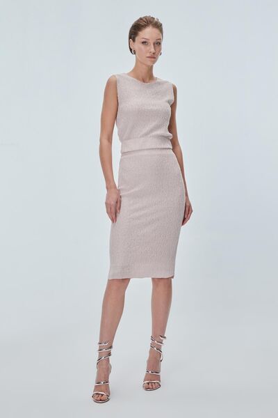 JOIN US Beli Lastik Detaylı Pembe Kalem Etek