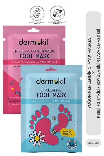 Dermokil Peeling Effective (Peelable) Foot Mask + Intense Moisturizing Foot Mask Set of 2