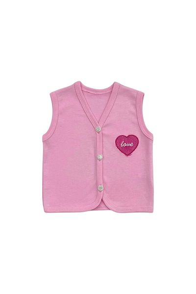 Babexi Embroidered Heart Vest Pink