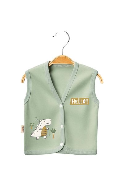 Babexi Hello Dino Printed Vest Green