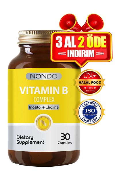 Nondo Vitamin B Complex 30 Capsules (Vitamin B B1 B2 B3 B5 B6 B12 Vitamin Leri)