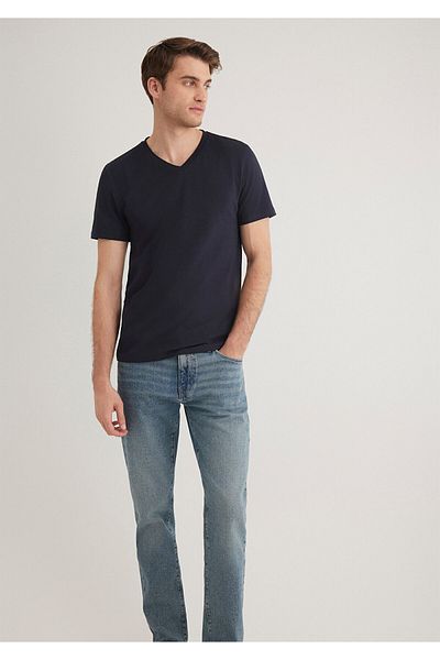 Mavi Μπλε ναυτικό Stretch T-Shirt με λαιμόκοψη - Εφαρμοσμένη κοπή061748-17588