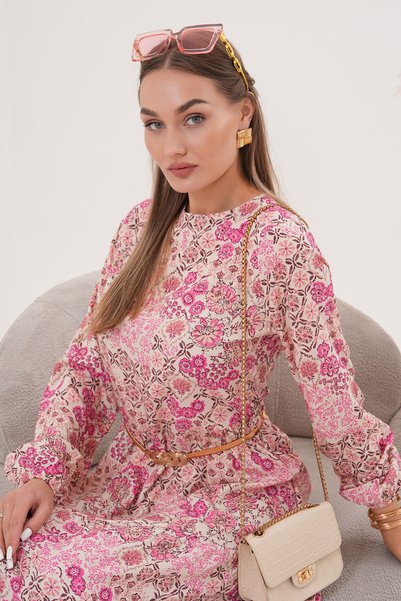 Polologin Butik çiçekli viskon elbise