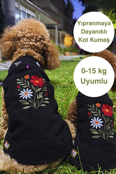 salya store Black Dog Denim Vest, Jean Dog Suit New Season