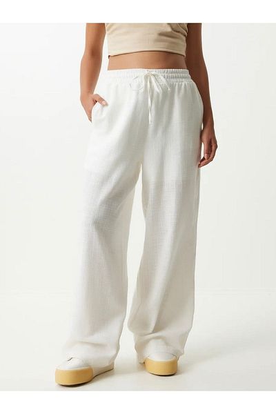 TB Butik Lined Linen Trousers - Elastic Waist - Wide Leg