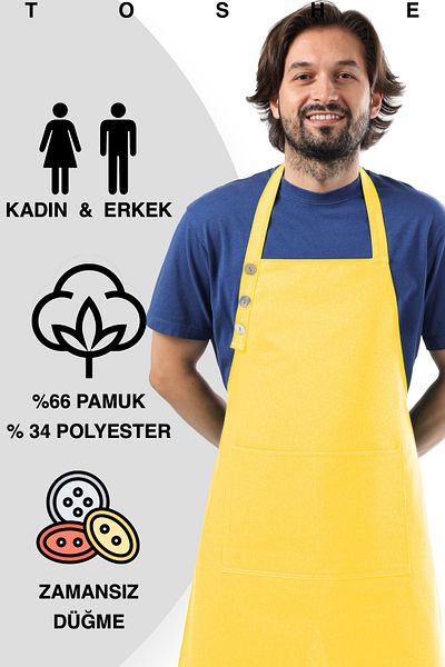 TOSHE Kitchen Apron Waterproof Chef Apron with 2 Wide Pockets Barista Apron Apron