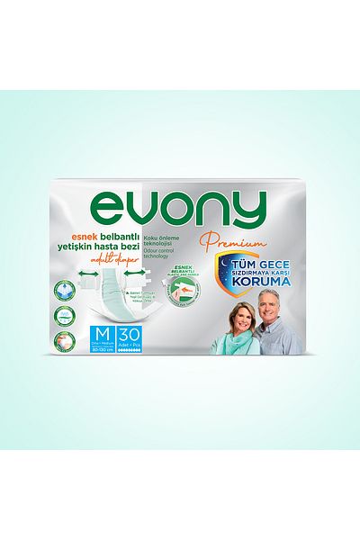 Evony 30 Pieces Premium Adult Diapers Medium