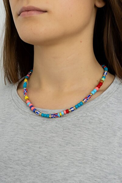 BUJİTOYS Renkli Boncuklu Yazlık Kolye