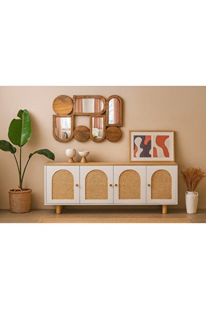 arykanda TLOS WİCKER DEKORATİF AYNA - HAZERAN AYNA - AHŞAP AYNA