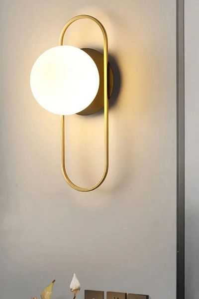 Ömür Avize Gaya Antique Black and White Closed Glass Sconce