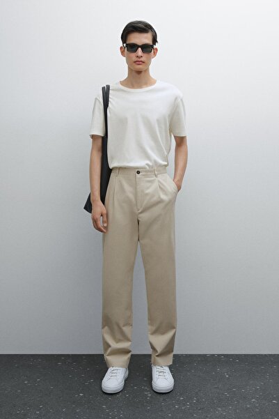 Massimo Dutti Kısa kollu merserize pamuklu t-shirt