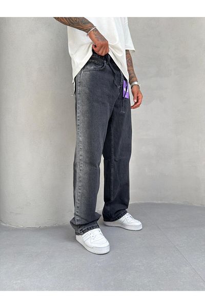 Mob Black Chemical Baggy Loose Jeans