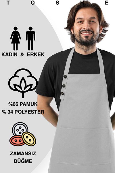 TOSHE Kitchen Apron Waterproof Chef Apron with 2 Wide Pockets Barista Apron Apron