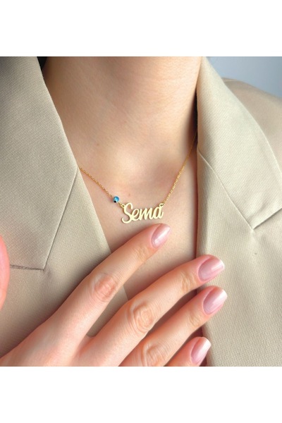 Şimal Silver 925 Ayar Gümüş Nazar Boncuklu Kişiye Özel İsimli Kolye