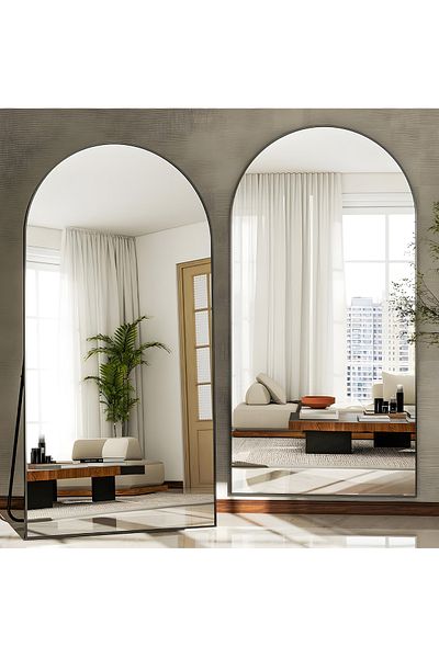 Taimi Arched Mirror 180x80cm Full Length Mirror With Stand, Aluminum Frame for Bedroom and Living Room