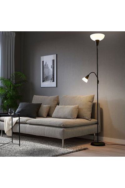 IKEA Tågarp Floor Uplighter And Reading Lamp – Dual Light, Adjustable, Energy-efficient – Black/white