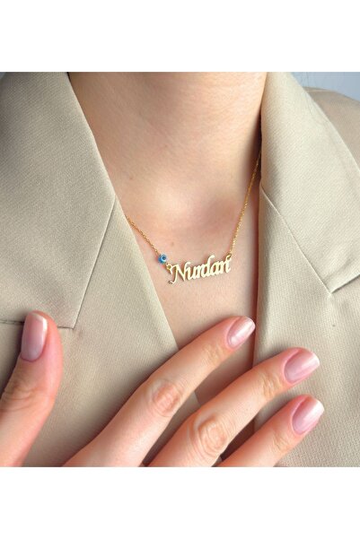 OGO SİLVER 925 Ayar Gümüş Nazar Boncuklu Kişiye Özel İsimli Kolye