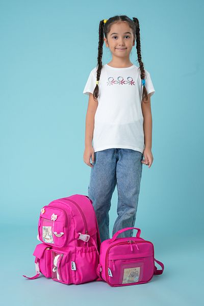 Wia Kawaii Korean Style Primary School and Lunch Box with Teddy Bear