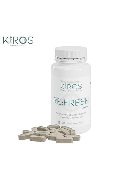 Kiros Diet Re:fresh, Supliment Digestiv Și Detoxifiant Cu Ganoderma Și Triphala, 60 De Comprimate
