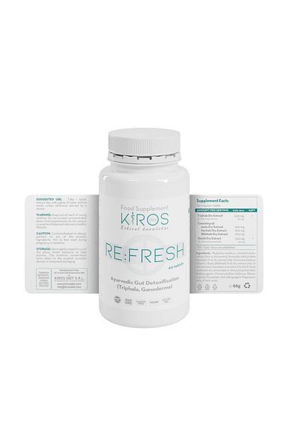 Kiros Diet Re:fresh, Supliment Digestiv Și Detoxifiant Cu Ganoderma Și Triphala, 60 De Comprimate