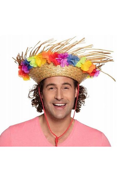 partidolu Straw Straw Model Hawaiian Hula Party Hat Flower Floral Natural Color No 58