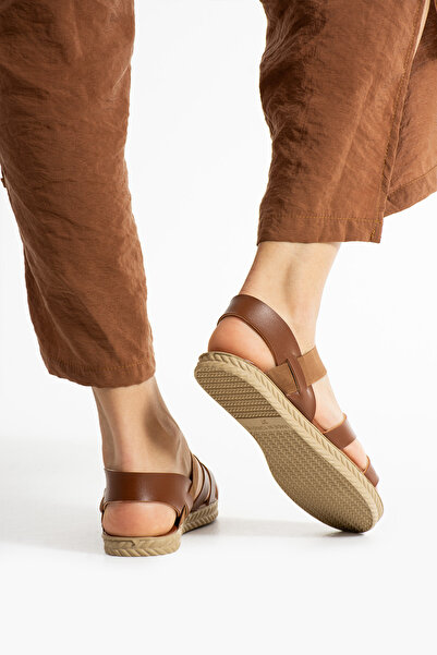 Moda Devrin Γυναικεία σανδάλια Tan Piping