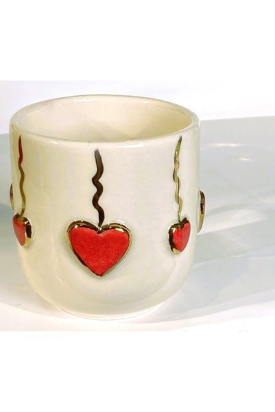 Monako Limited Edition 24K Gold Embellished, Heart Embossed, Handmade, Gift Mug, 200ml, Heart Mug
