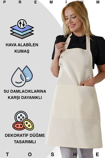 TOSHE Kitchen Apron Waterproof Chef Apron with 2 Wide Pockets Barista Apron Apron