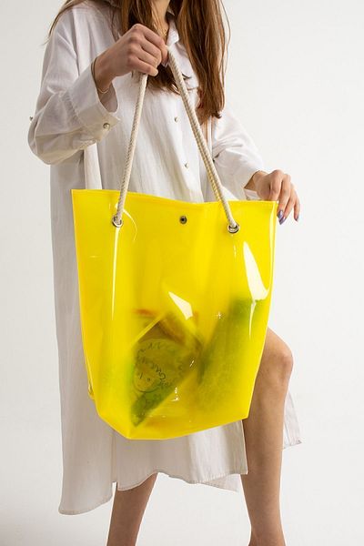 Moda Devrin Yellow Women's Beach Bag Tpu Transparent Beach Bag