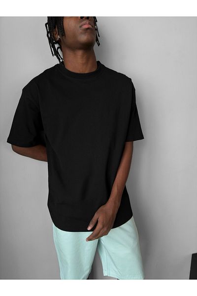 TREND KOMBİN Μαύρο Oversize Unisex Basic T-Shirt - 100% βαμβακερό πολύχρωμο μπλουζάκι
