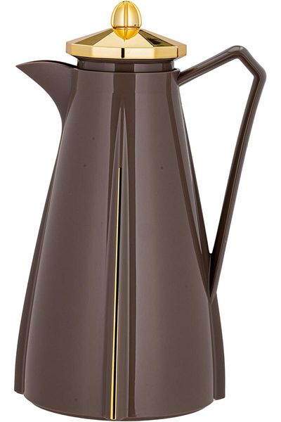 ALSAIF Coffee and Tea Vacuum Flask, leak-proof and keeps drinks hot, 1Liter, light Brown/Gold