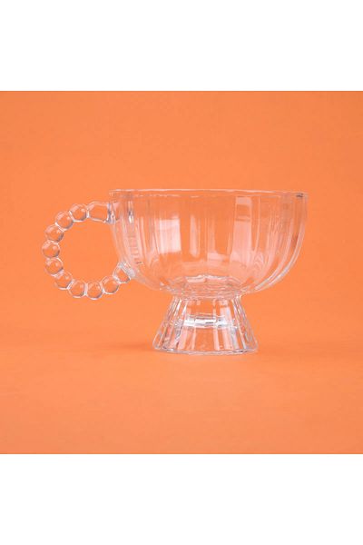 ARVALE Lotus 2-Piece Glass Turkish Delight Bowl with Bead Handles | Ice Cream Stand