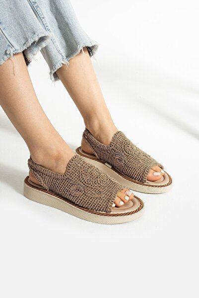 Moda Devrin Πλεκτά σανδάλια Mink Straw