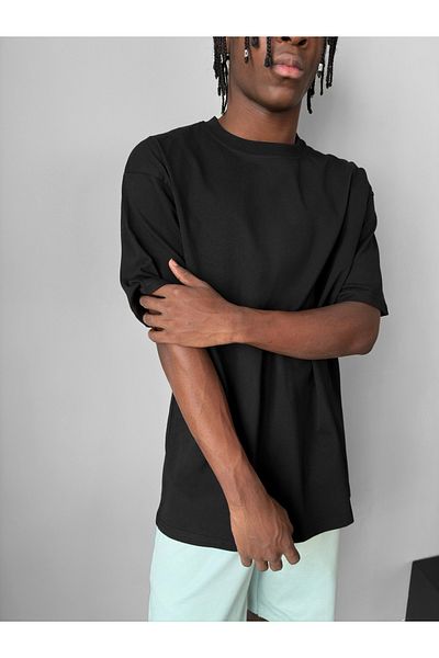 TREND KOMBİN Μαύρο Oversize Unisex Basic T-Shirt - 100% βαμβακερό πολύχρωμο μπλουζάκι