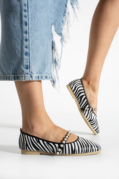 Moda Devrin Women's Zebra Pearl Ballerina Home and Outdoor Shoes