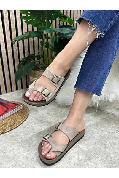 Nstil Daily Women's Slippers Single Flip Comfortable Cork Sole Buckle Adjustable Sandals 34162