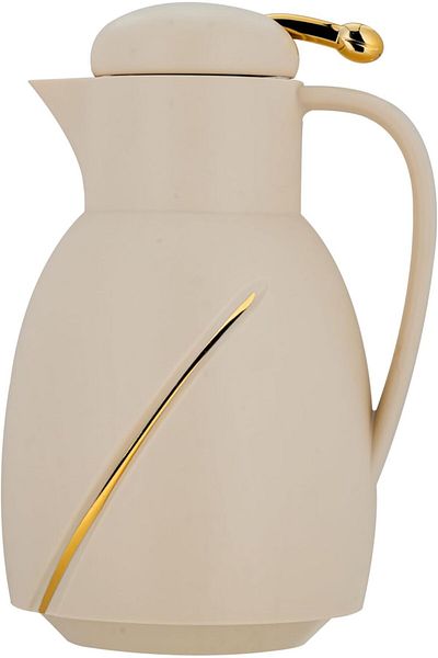 ALSAIF Diva Thermal Flask for Coffee and Tea, 1 Liter, White/Gold Color, by Al Saif