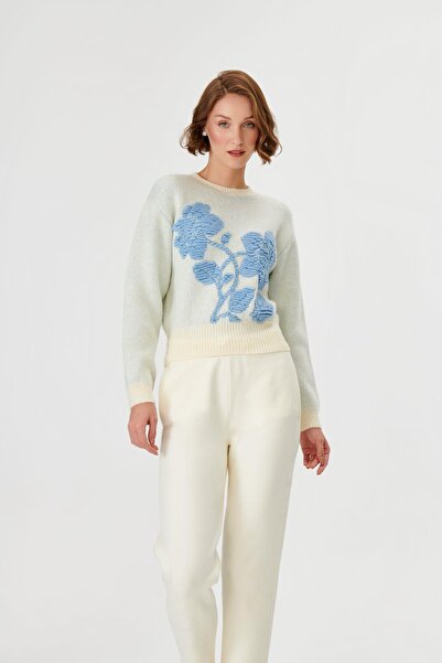 JOIN US Çiçek Detaylı Triko Kazak