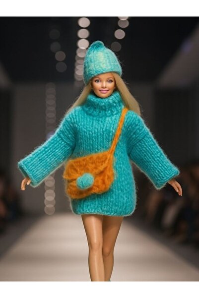 Zekids Barbie Bebek Için Handmade Kazak, Çanta Ve Şapka