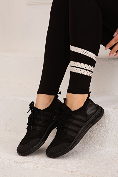 Lubrand Black Knitwear Sports Shoes Walking and Running Shoes